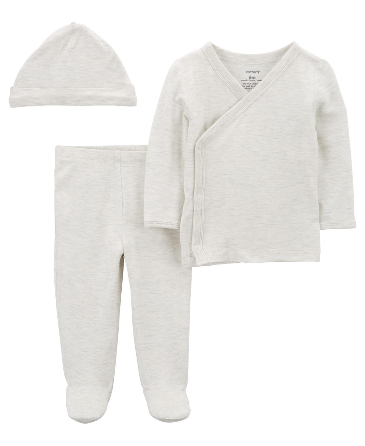 Shop Carter's Baby Boys And Baby Girls Purely Soft 3-piece Side Snap Outfit In Gray