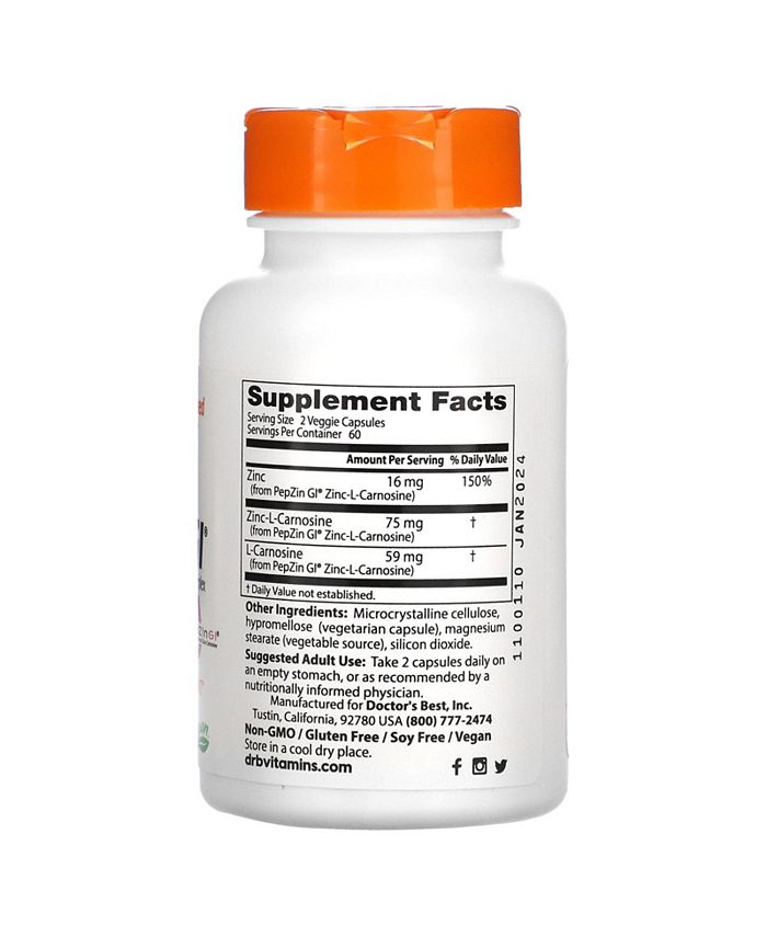 Doctor's Best PepZin GI ZincLCarnosine Complex 120 Veggie Caps Macy's