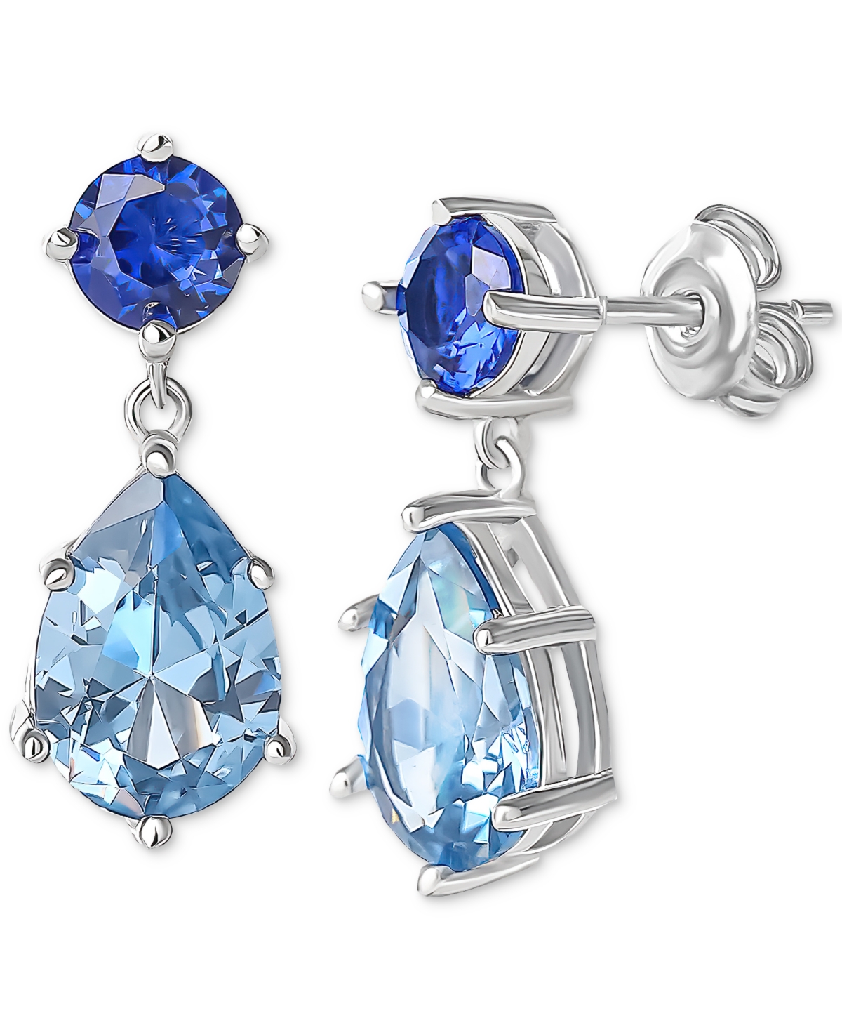 Shop Giani Bernini Blue Cubic Zirconia Pear Drop Earrings In Sterling Silver, Created For Macy's