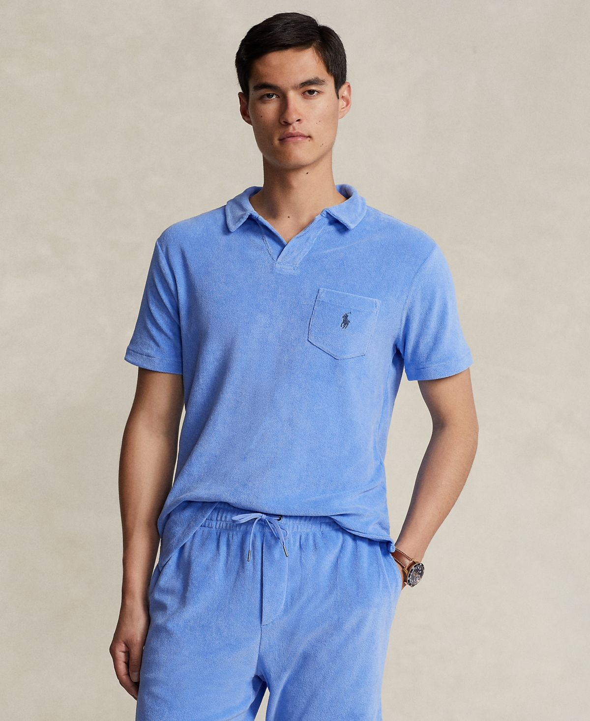 Shop Polo Ralph Lauren Men's Cotton-blend Terry Polo Shirt In Harbor Island Blue