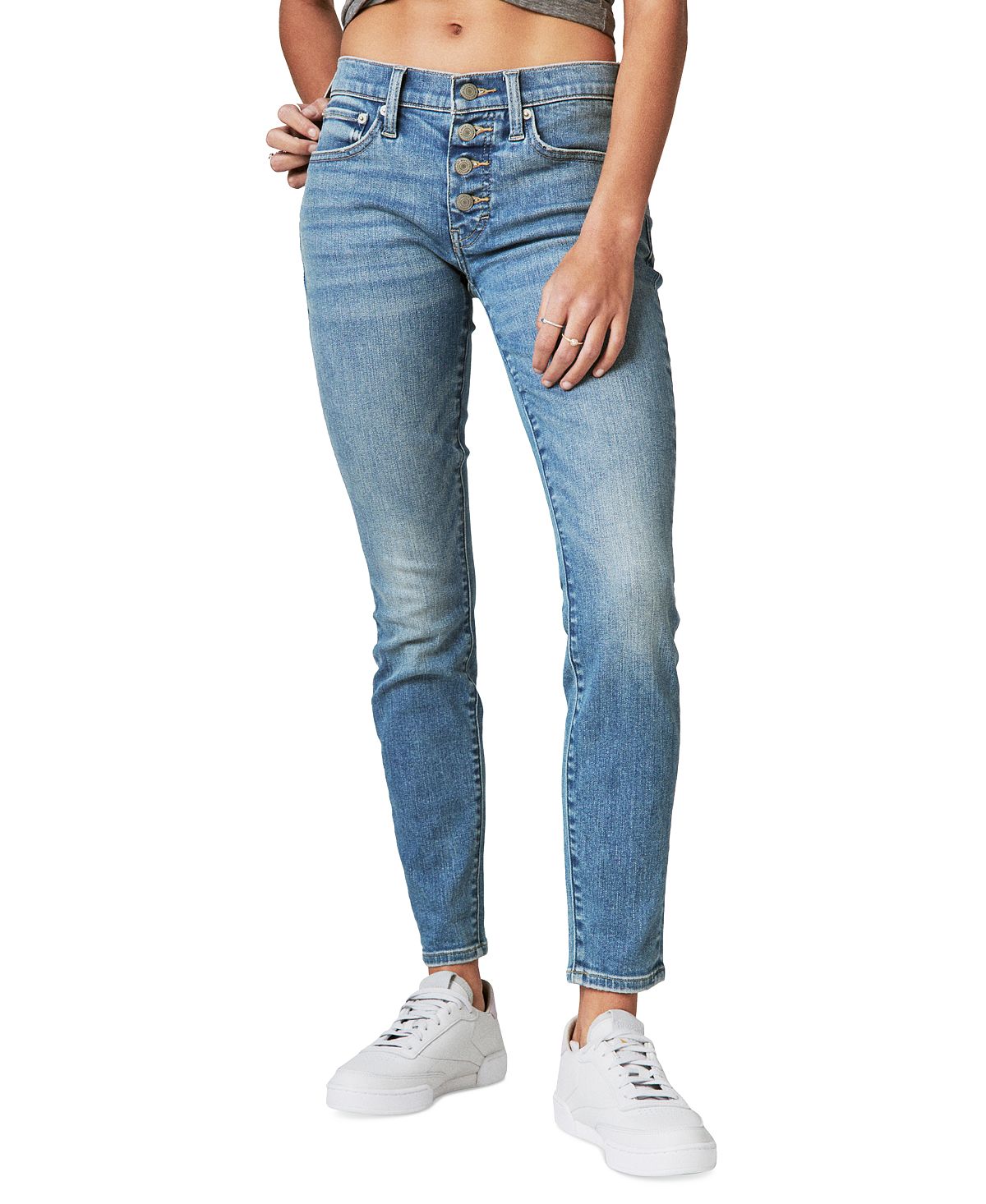 Lucky Brand Women's Ava Mid-Rise Ripped Skinny Jeans view 2 — MAYCSS fashion products
