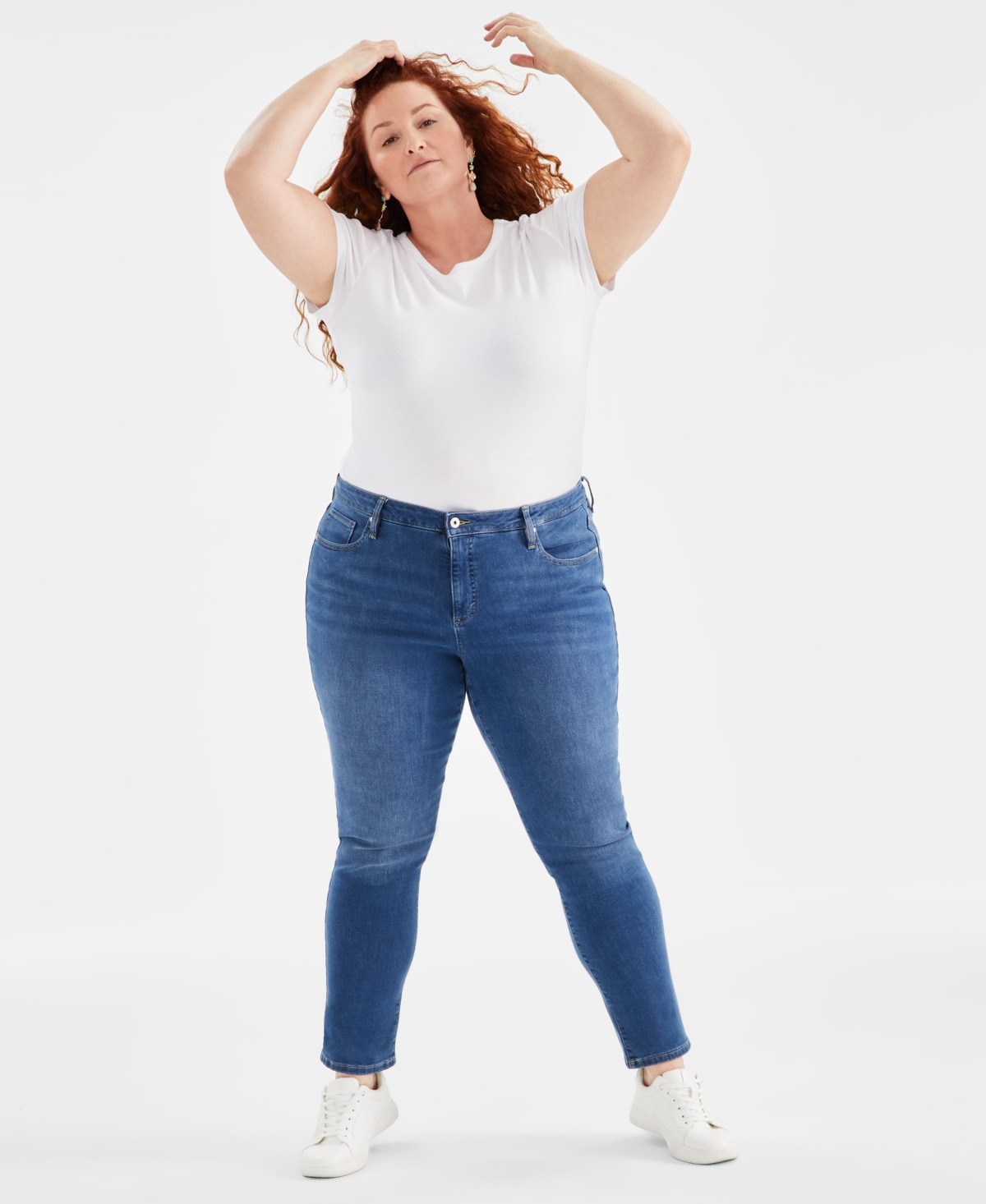Plus Size Mid-Rise Slim-Leg Stretch Jeans - Logan