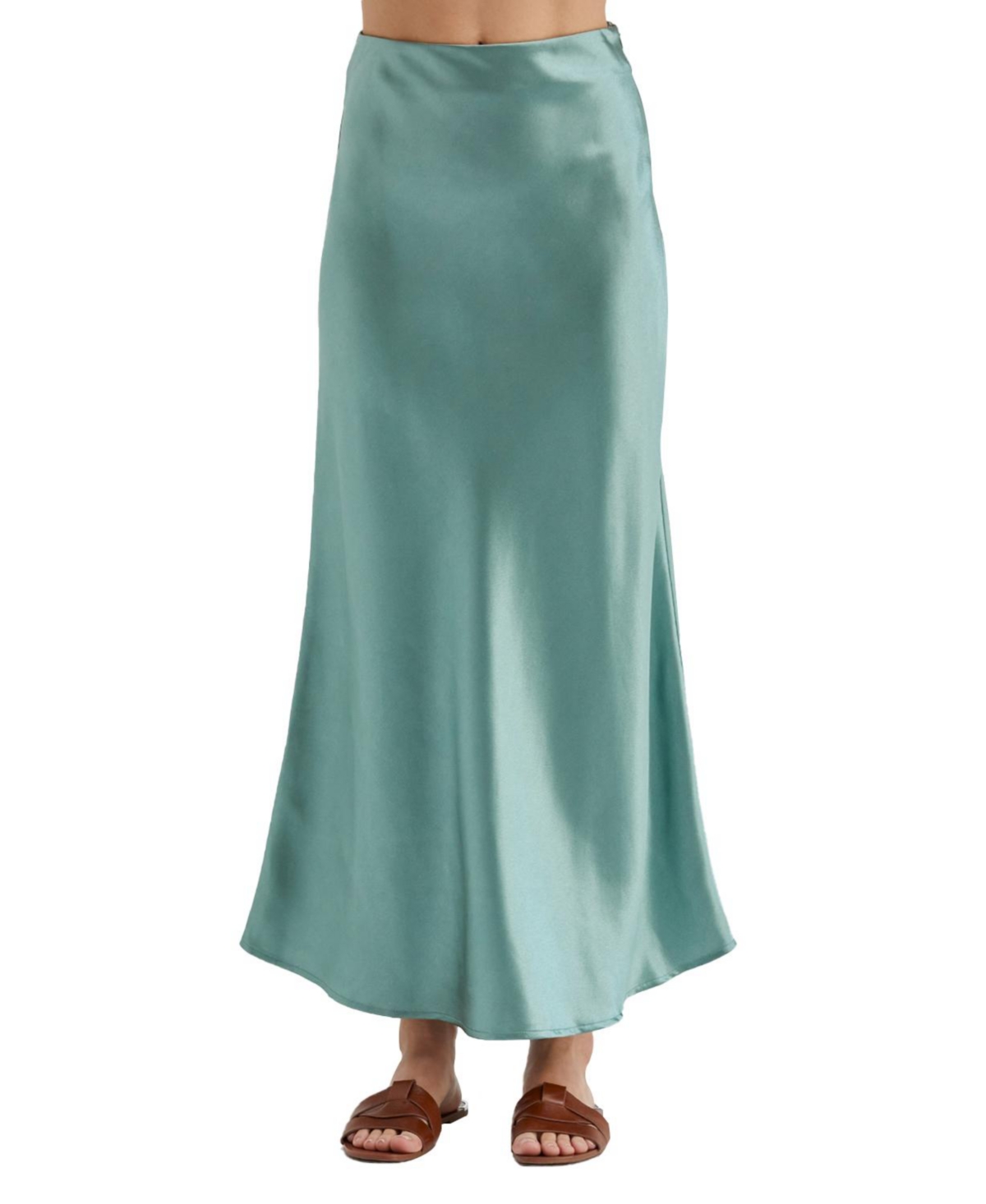 Women's Davina Bias Satin Skirt - Turquoise/aqua + teal