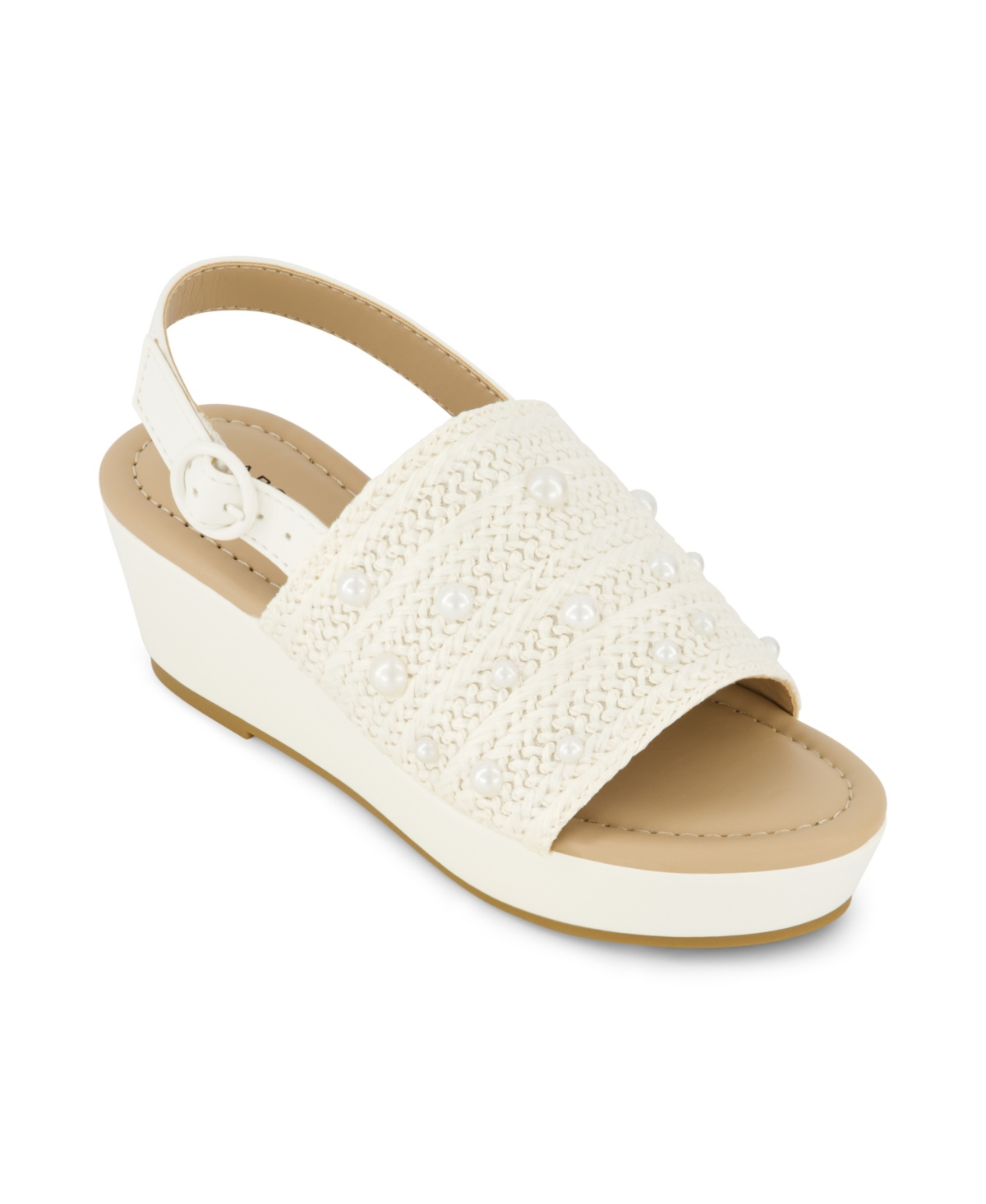 Marc Fisher Kids' Little And Big Girls Marren Weave Wedge Sandals In White
