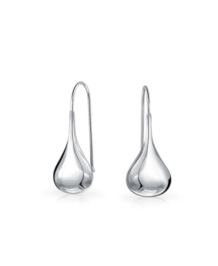 Bling Jewelry Puffed Teardrop Rain Drop Dangle Earrings Sterling Silver