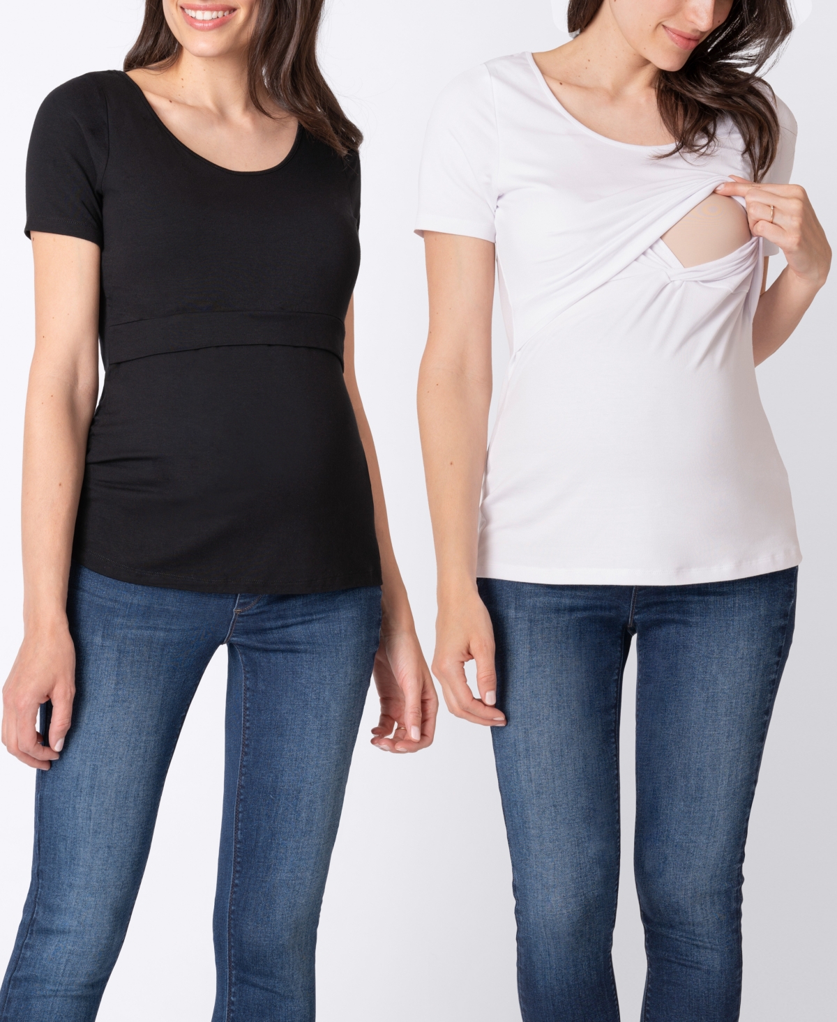 Seraphine Women's Maternity Nursing T-shirts, Twin Pack In Black,white
