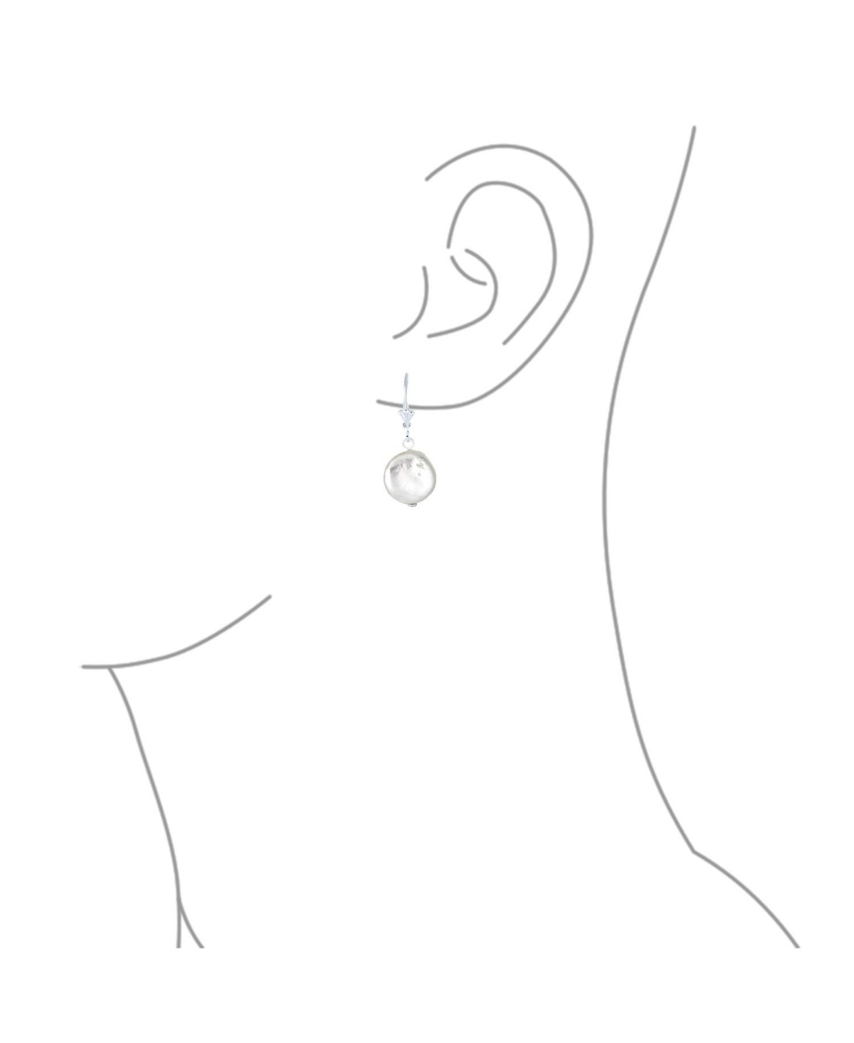 Bling Jewelry Baroque Irregular Round Coin Shaped White Biwa Coin Freshwater Cultured Pearl Dangle Earrings For Women Sterling Silver Lever back - Sil