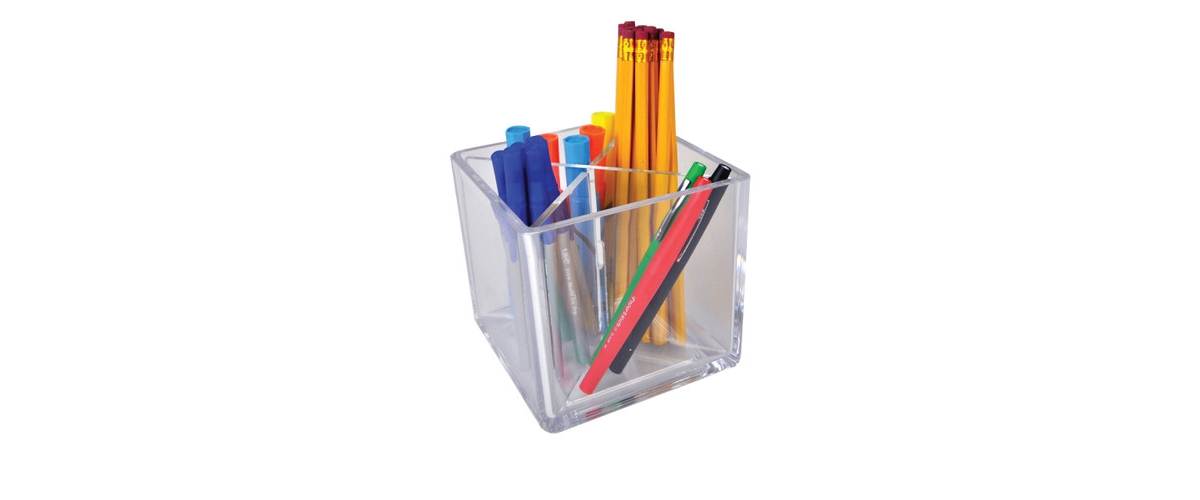 Azar Displays Cube Pencil Holder with Divider 5