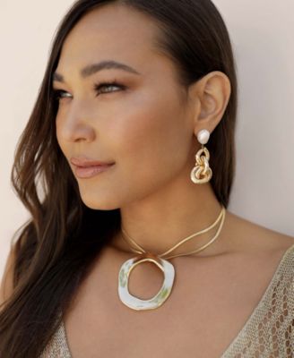 Liquid Gold-Plated Cultured Freshwater Pearl 18K Gold-Plated Drop Earrings