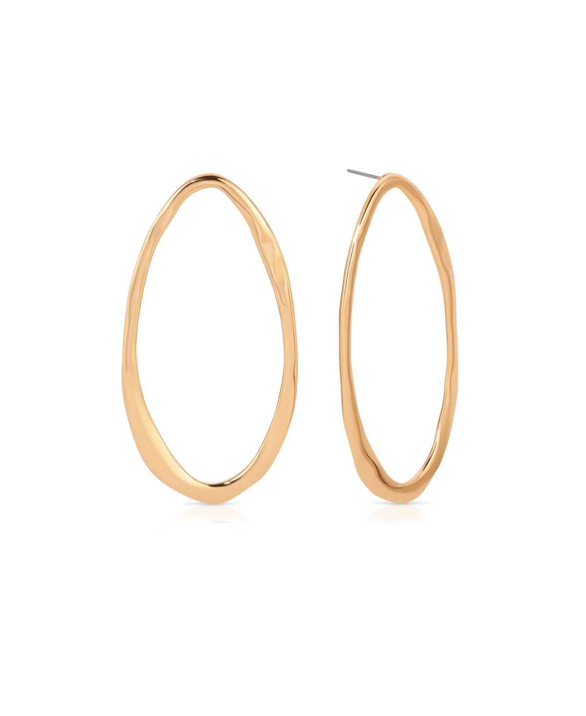 ETTIKA HAMMERED 18K GOLD-PLATED LARGE OVAL EARRINGS