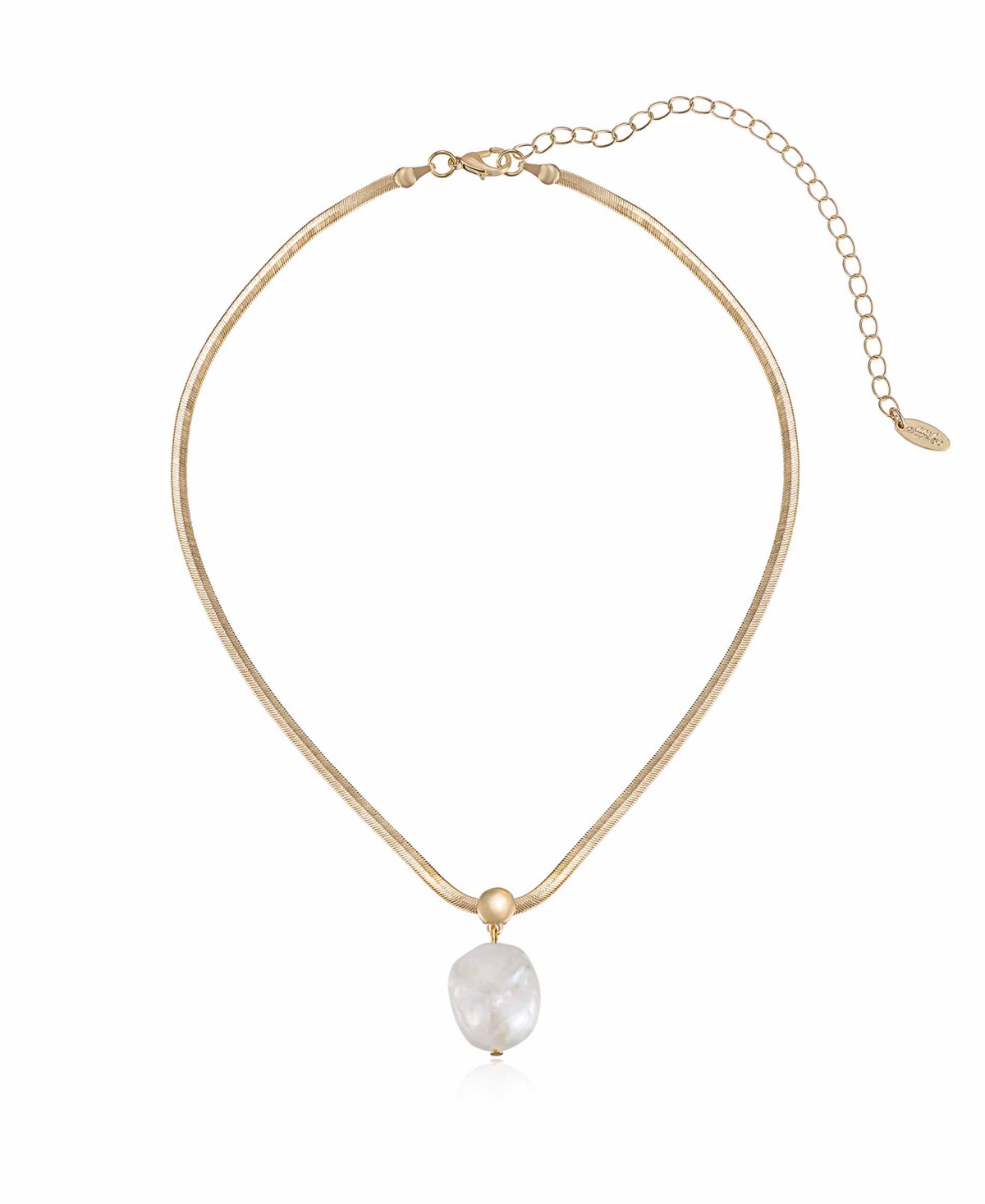 Ettika Baroque Cultured Freshwater Pearl Pendant 18k Gold-plated Snake Chain Necklace