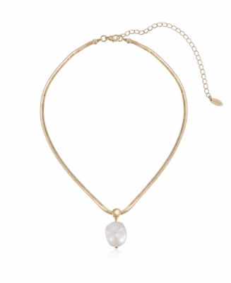ETTIKA Baroque Cultured Freshwater Pearl Pendant 18K Gold-Plated Snake ...