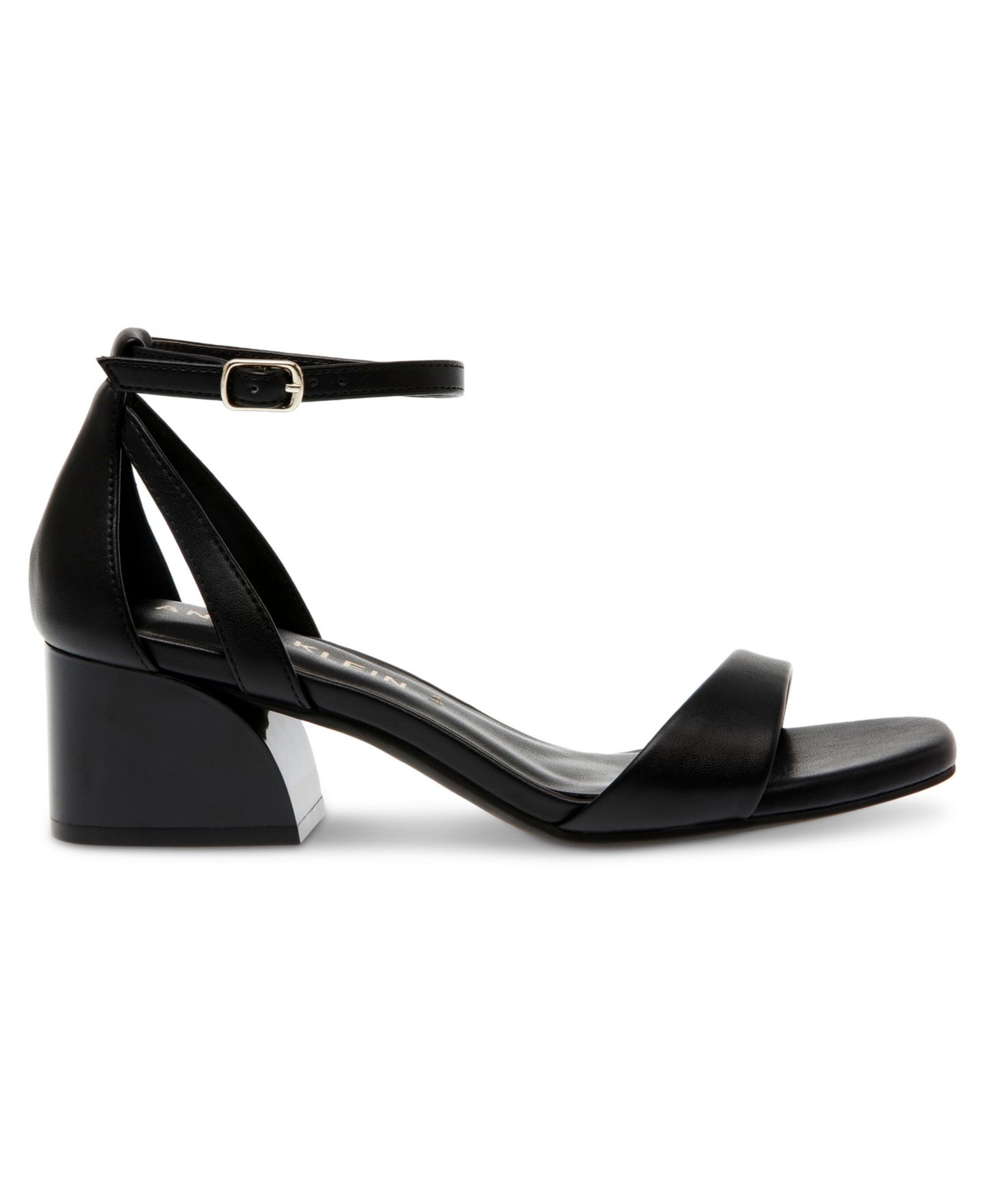 Женские сандалии Anne Klein Mia Ankle Strap Block Heel Dress Sandals, цвет: Чёрный гладкий — фото 2