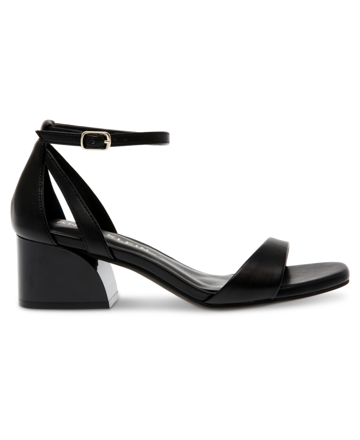 Anne Klein Women's Mia Block Heel Sandals In Black Smooth