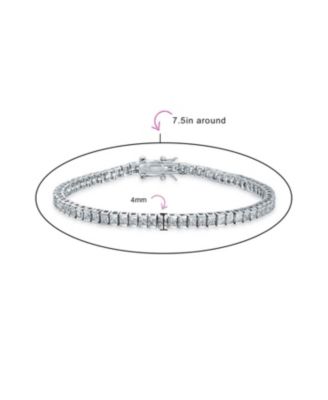 10CT Simple Classic Cubic Zirconia Square Clear Princess Cut CZ Tennis Bracelet Prom Sterling Silver