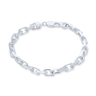5MM Thick Solid Heavy Sterling Silver Anchor Oval Forzata Chain Link Bracelet 8 Inch