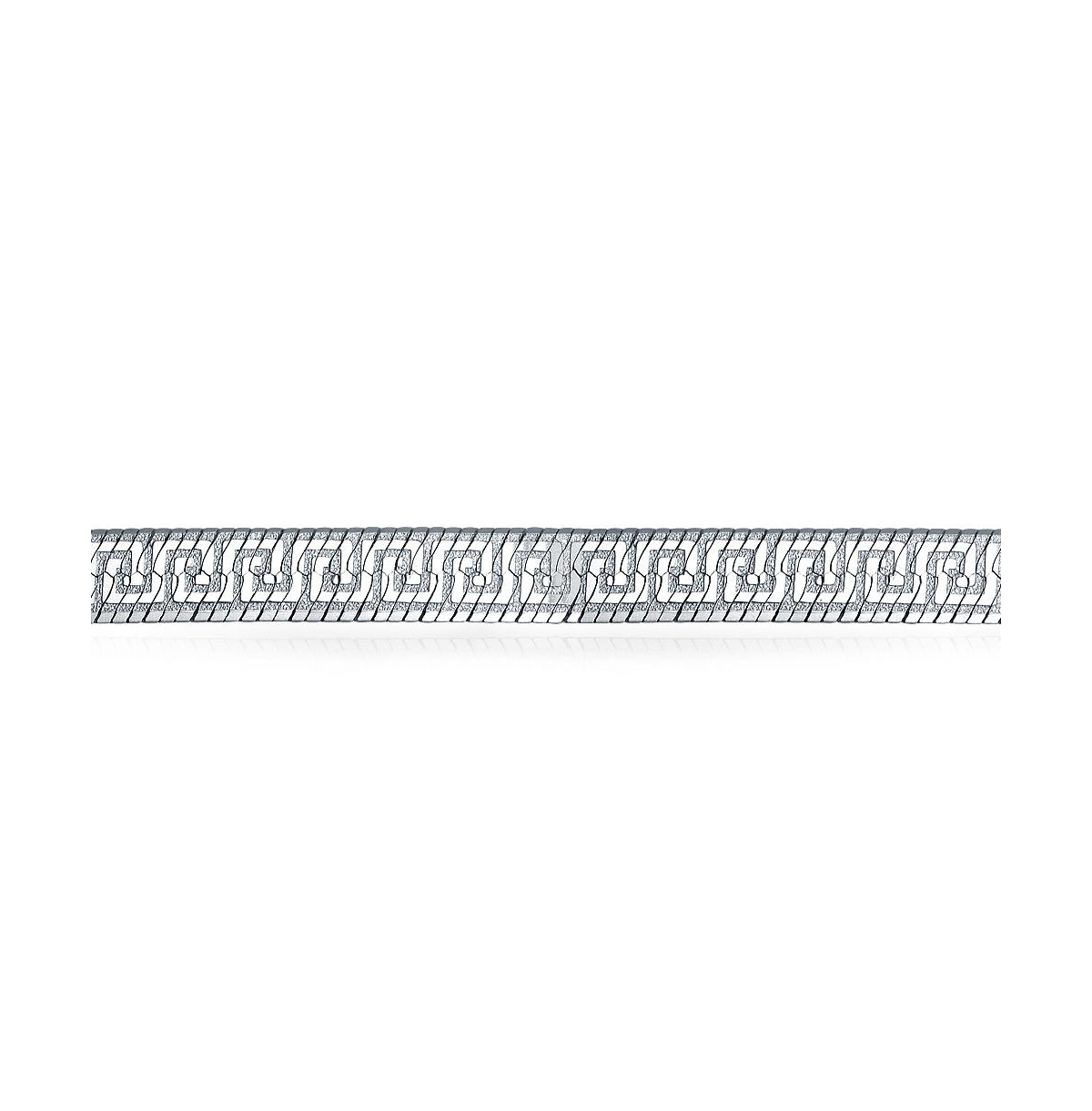 Bling Jewelry Herringbone Reversible Flat Greek Key Flexible Strong Chain For Women Bracelet Sterling- Silver