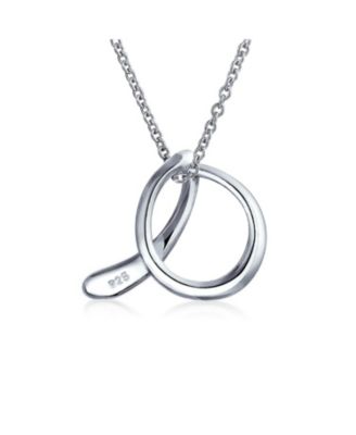 Alphabet Initial Pendant Necklace .925 Sterling Silver 18 Inch
