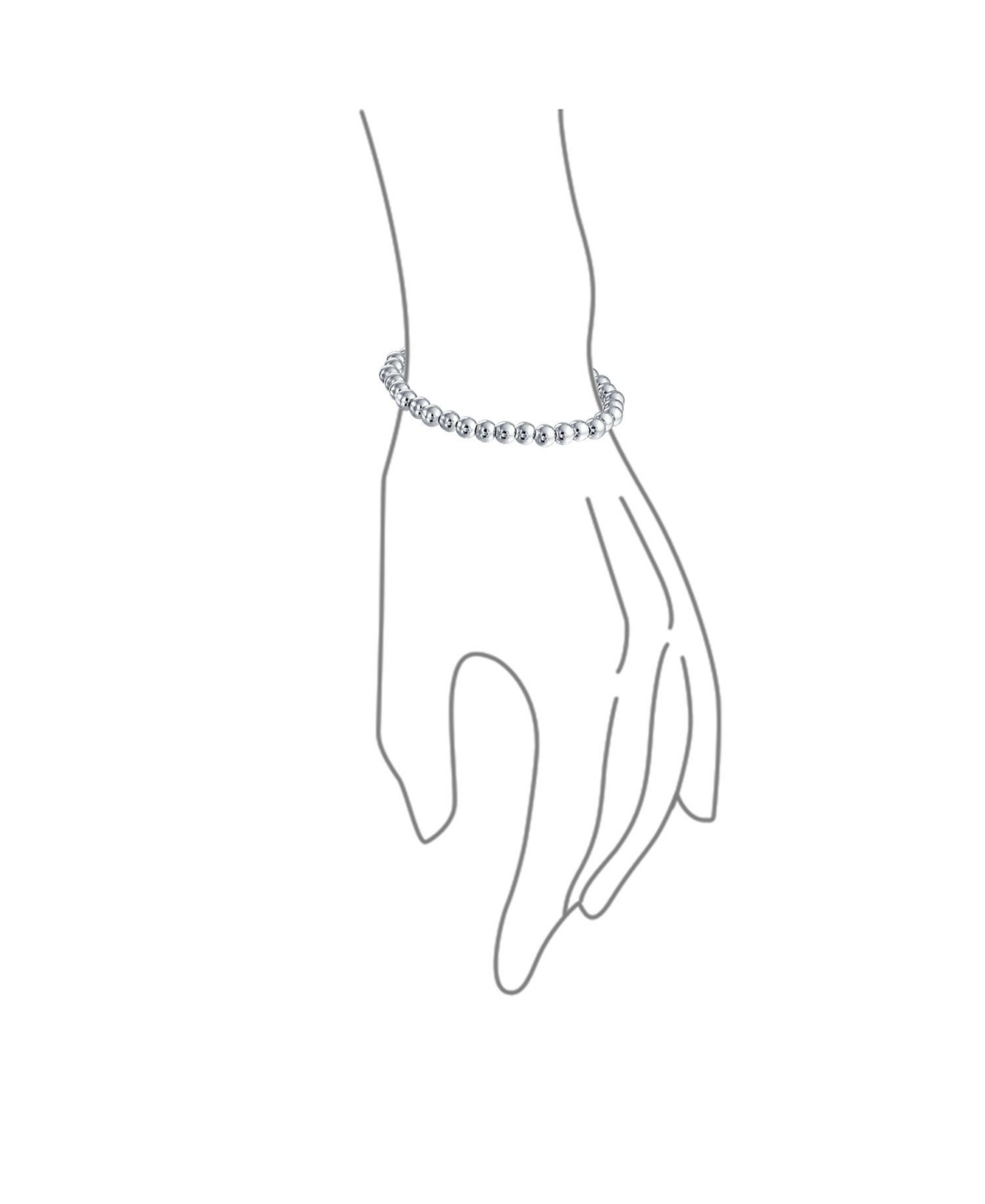 Bling Jewelry Simple Basic Round SterlingBead Ball Strand Stretch Bracelet For Women 10MM - Silver