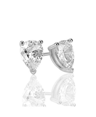 Suzy Levian Sterling Silver Cubic Zirconia Pear-Cut Classic Stud Earrings