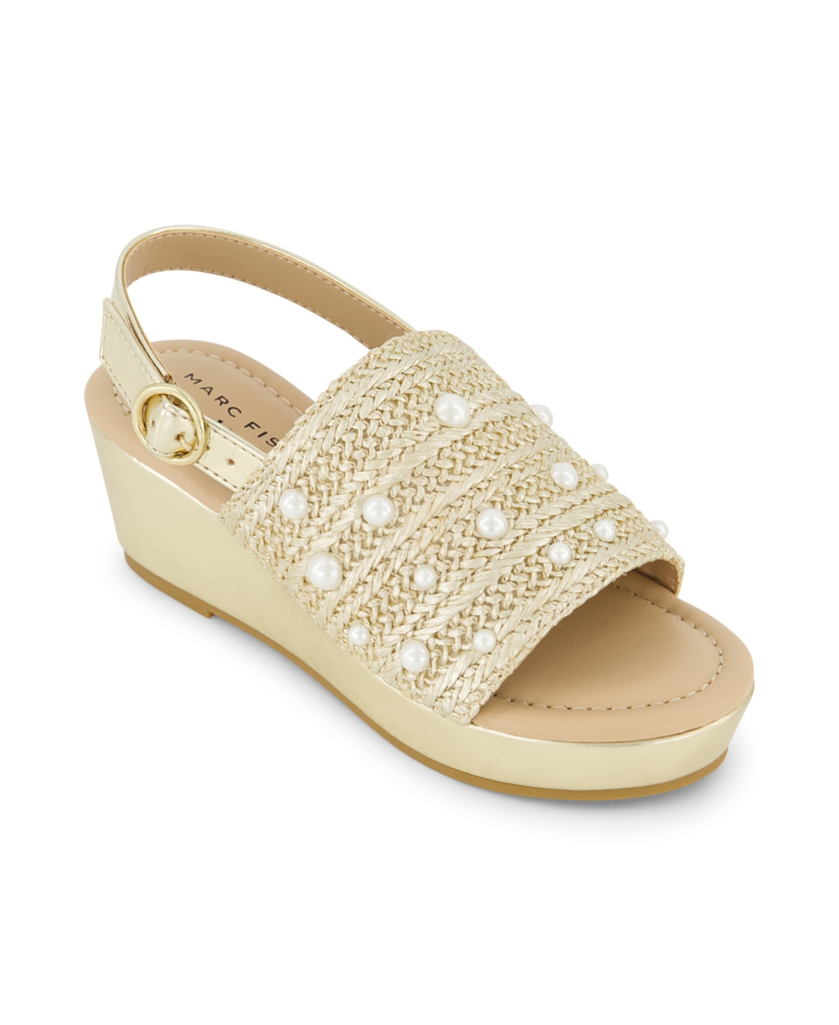 Marc Fisher Kids' Little And Big Girls Marren Weave Wedge Sandals In Champagne