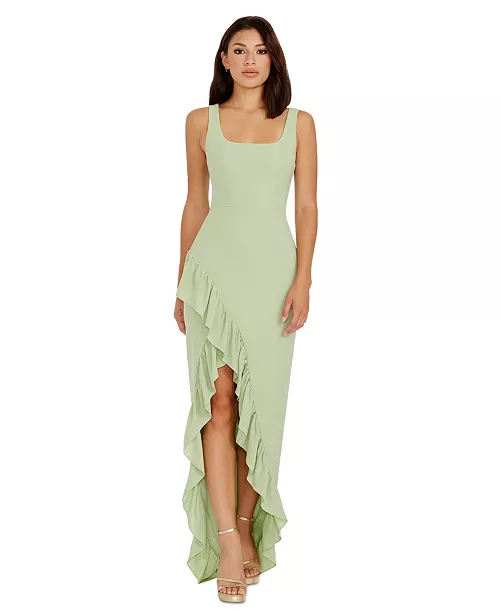 women's charlene ruffled high-low gown