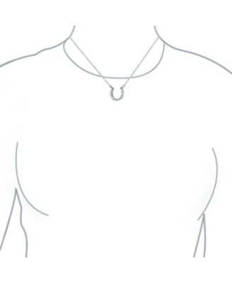 CZ Pave Cubic Zirconia Lucky Good Luck Horseshoe Pendant Necklace Gold Plated .925 Sterling Silver