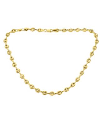 Bling Jewelry Yellow 14K Gold Overlay .925 Sterling Silver Nautical Anchor Link Puff Mariner Chain Necklace For Women Men 6MM Wide Macy s