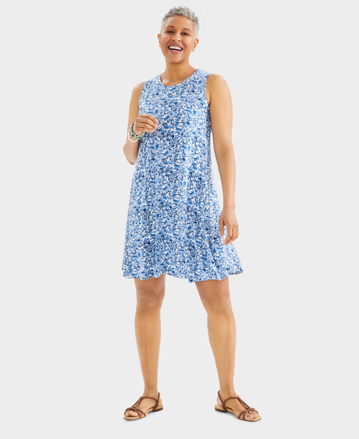 Shop Style & Co Petite Windy Leaves Flip-flop Dress, Created For Macy's In Windy River