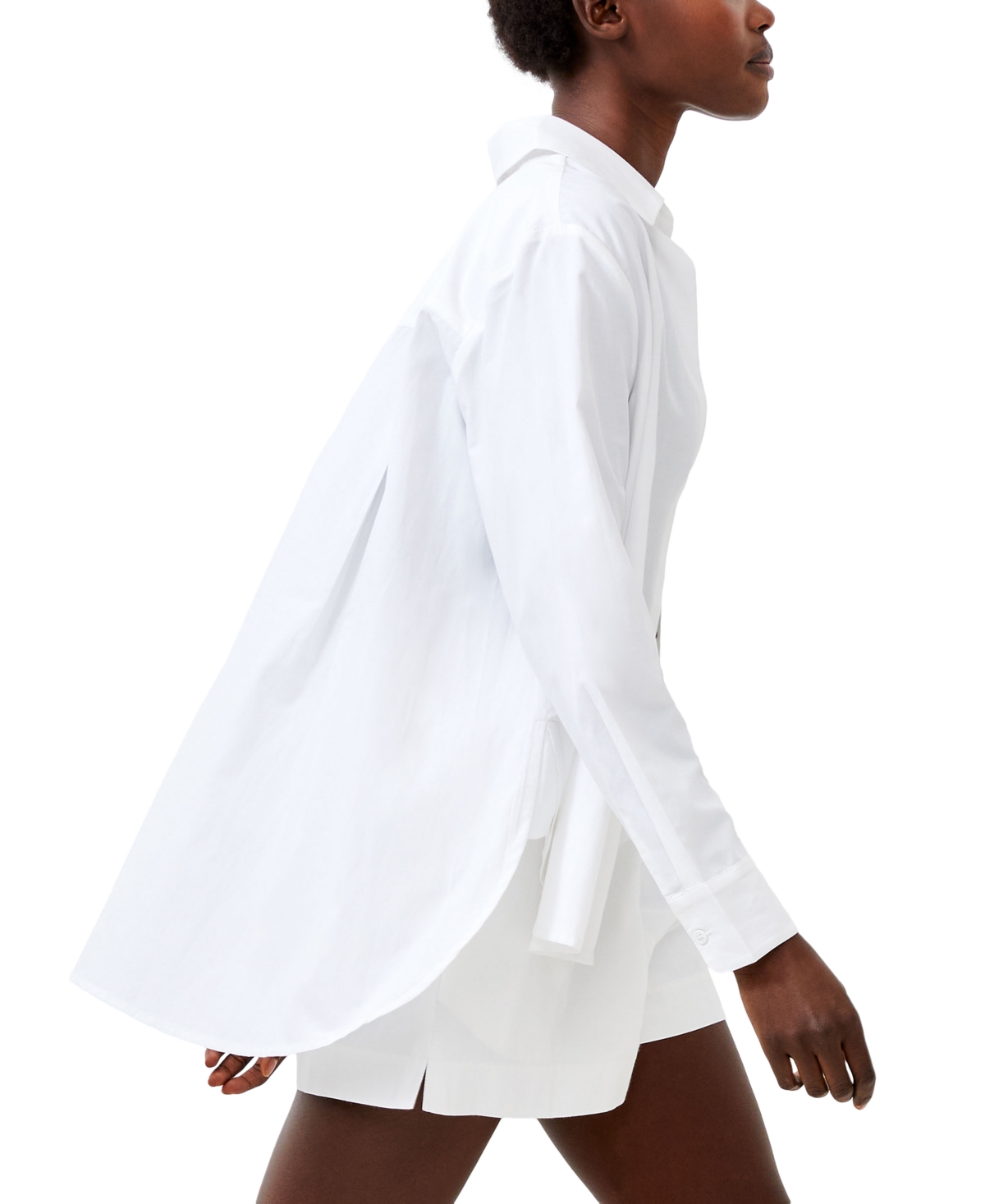 Shop French Connection Women's Relaxed Button-front Popover Shirt In Linen White