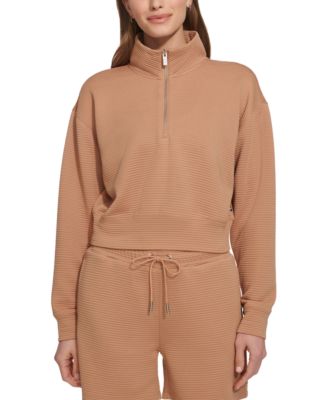 DKNY Women's Zip-Neck Ribbed Knit Sweatshirt - Macy's