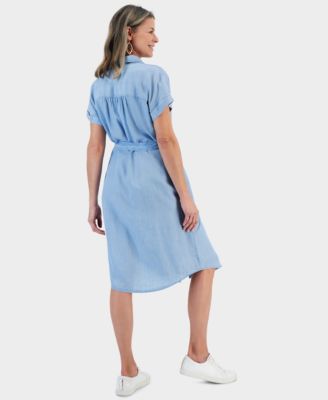Women's Chambray Short-Sleeve Shirt Dress, Created for Macy's