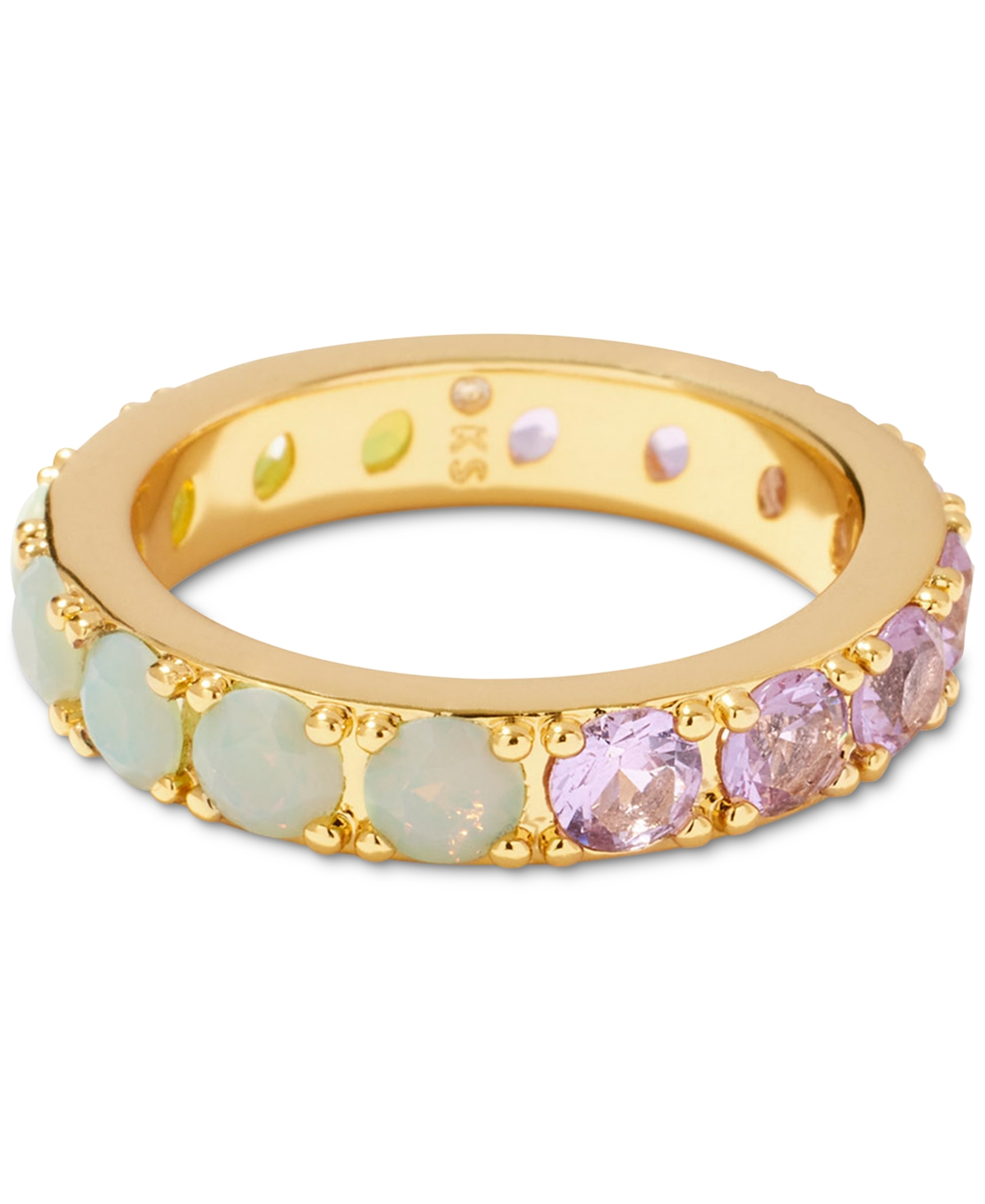 14k Gold-Plated Mixed Stone Band Ring - Gold Whte