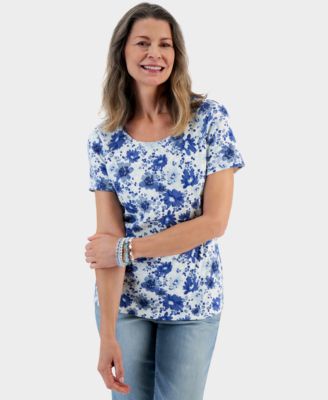Style & Co - Petite Wind Garden Scoop-Neck T-Shirt