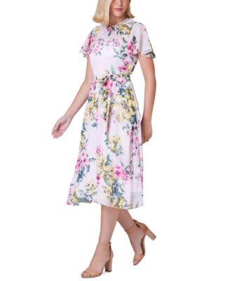 Women's Printed Chiffon Midi Dress 