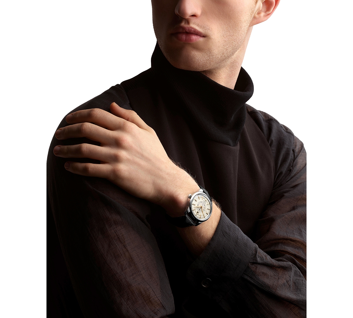 LONGINES WOMEN'S SWISS AUTOMATIC CONQUEST HERITAGE BLACK LEATHER STRAP WATCH 38MM