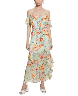 GUESS Women's Meadows Floral Print Ruffled Maxi Dress - Macy's