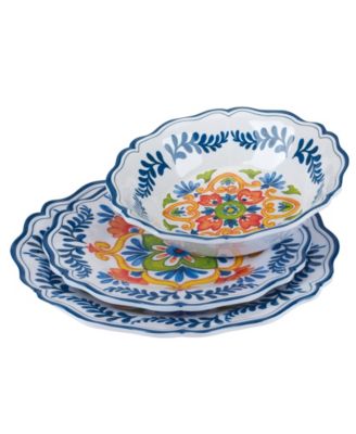 Flores 12 Pc Dinnerware Set, Service For 4