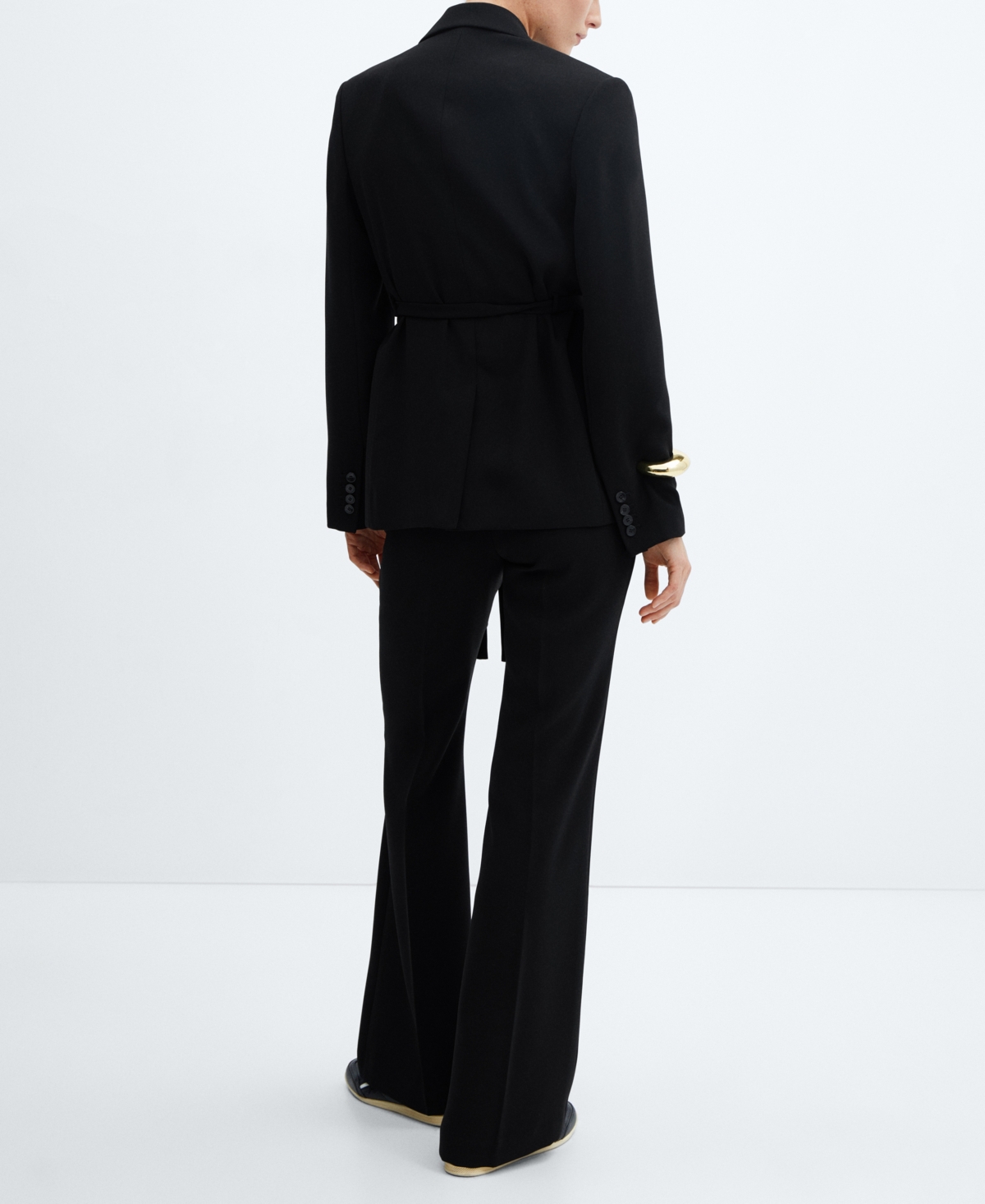 Shop Mango Women's Belt Suit Blazer In Black