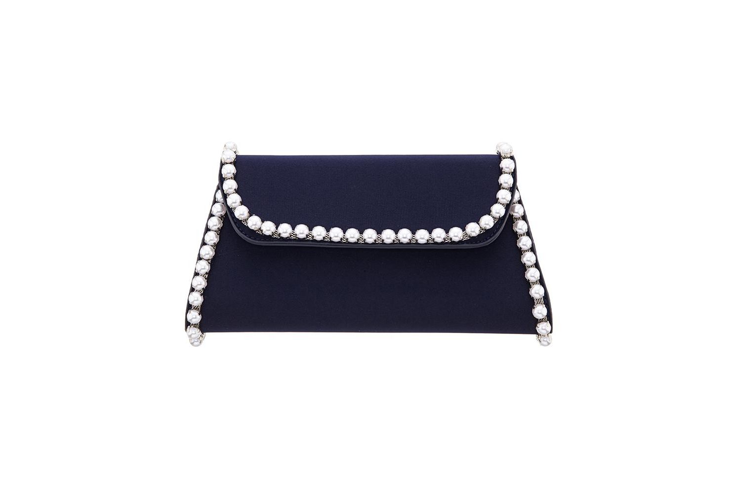 Imitation Pearl Trim Trapezoid Flap Bag