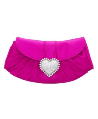 Crystal Heart Adorned Clutch Handbag