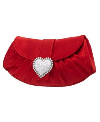 Crystal Heart Adorned Clutch Handbag