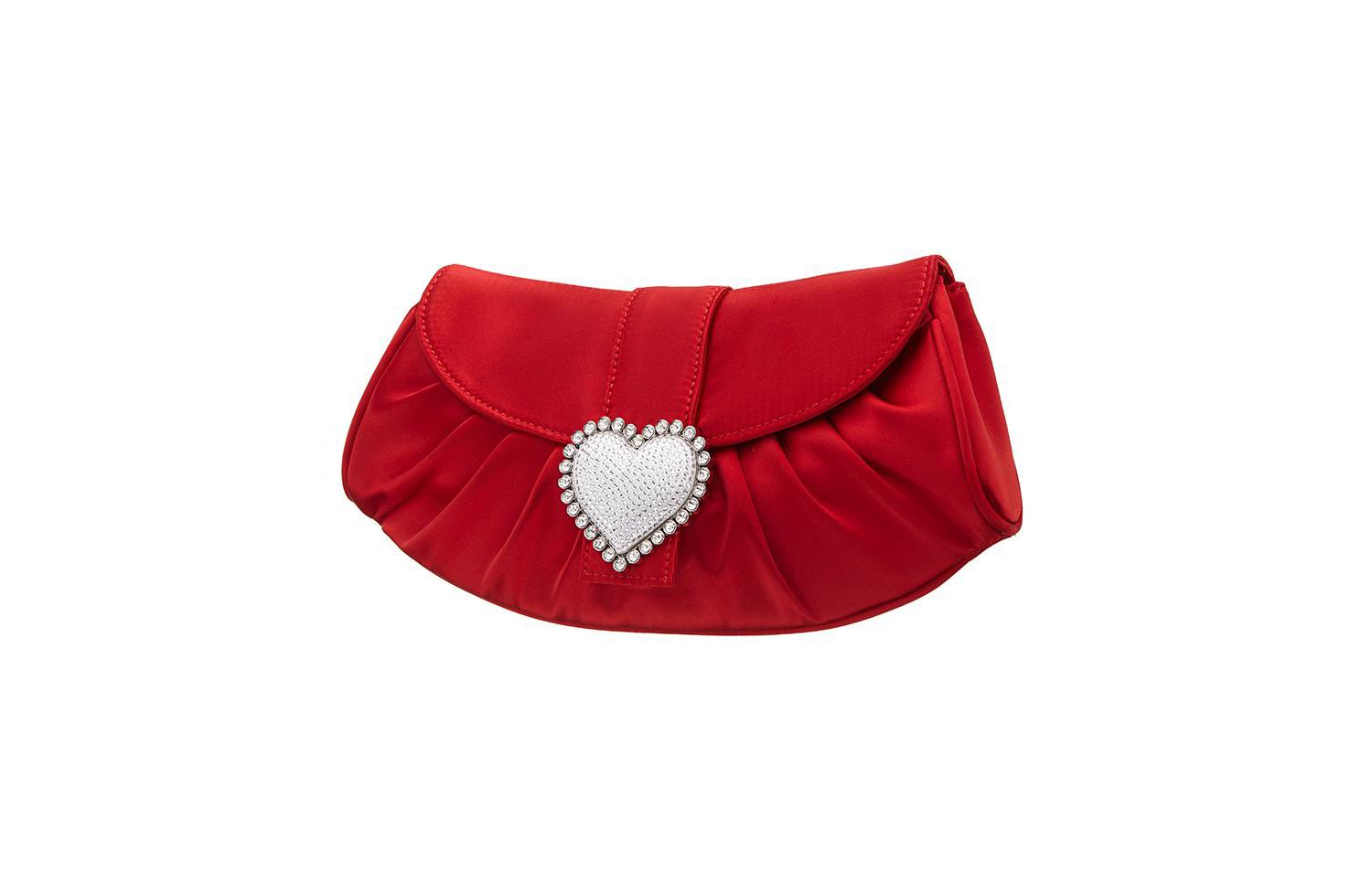 Crystal Heart Adorned Clutch Handbag