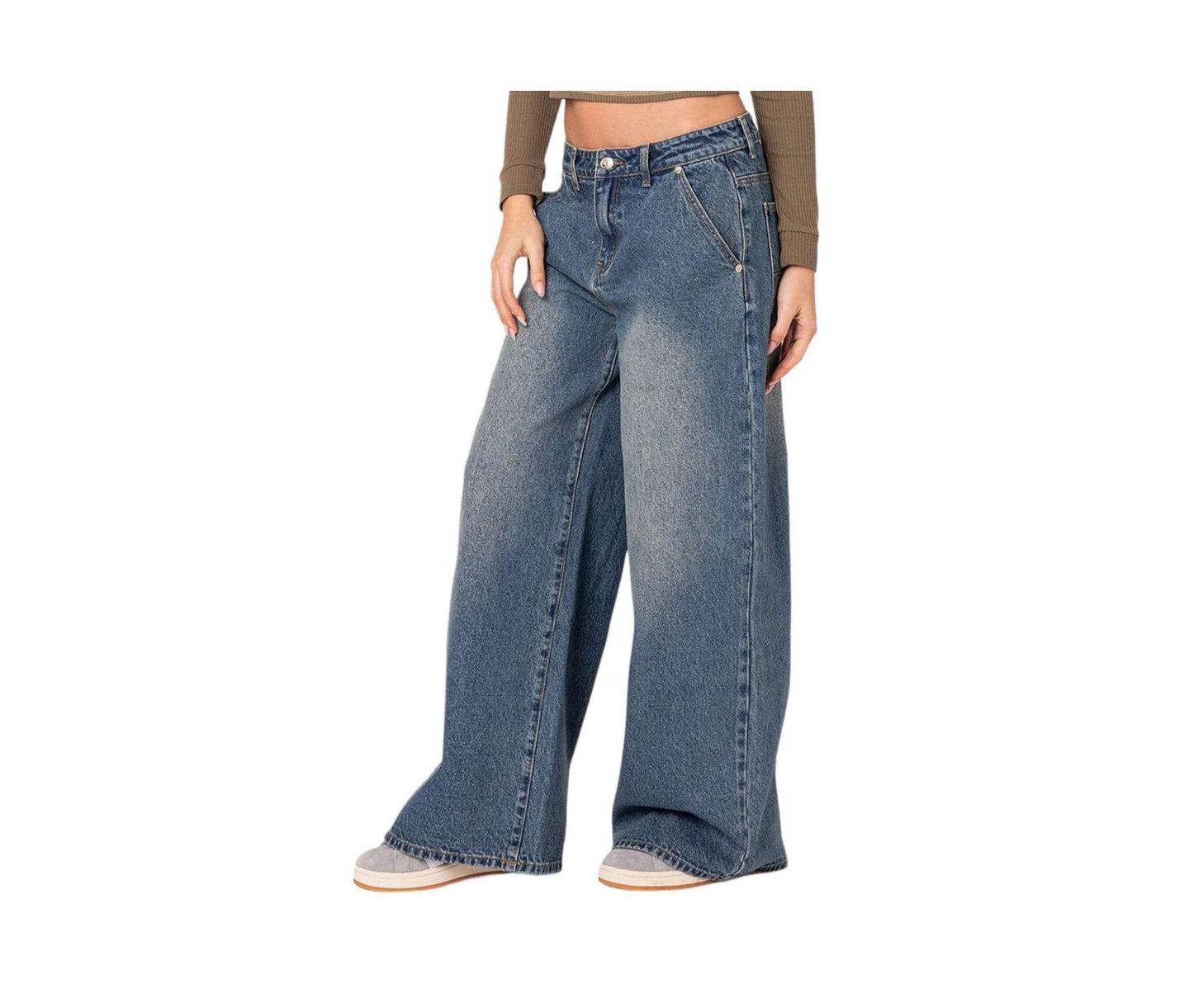 Женские джинсы Edikted Super baggy wide leg, цвет: Синий — фото 2