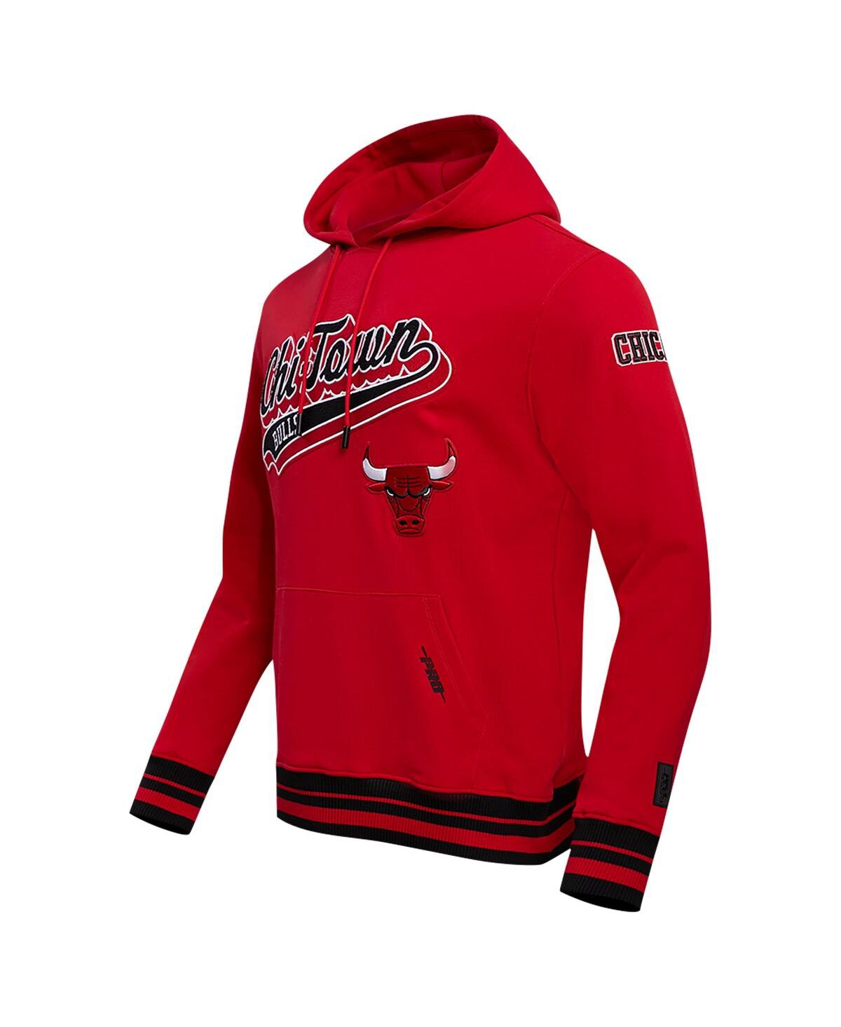 Pro Standard Red Chicago Bulls Script Tail Pullover Hoodie In Red