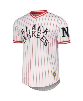 Men's White Distressed Black Yankees V-Neck Jersey