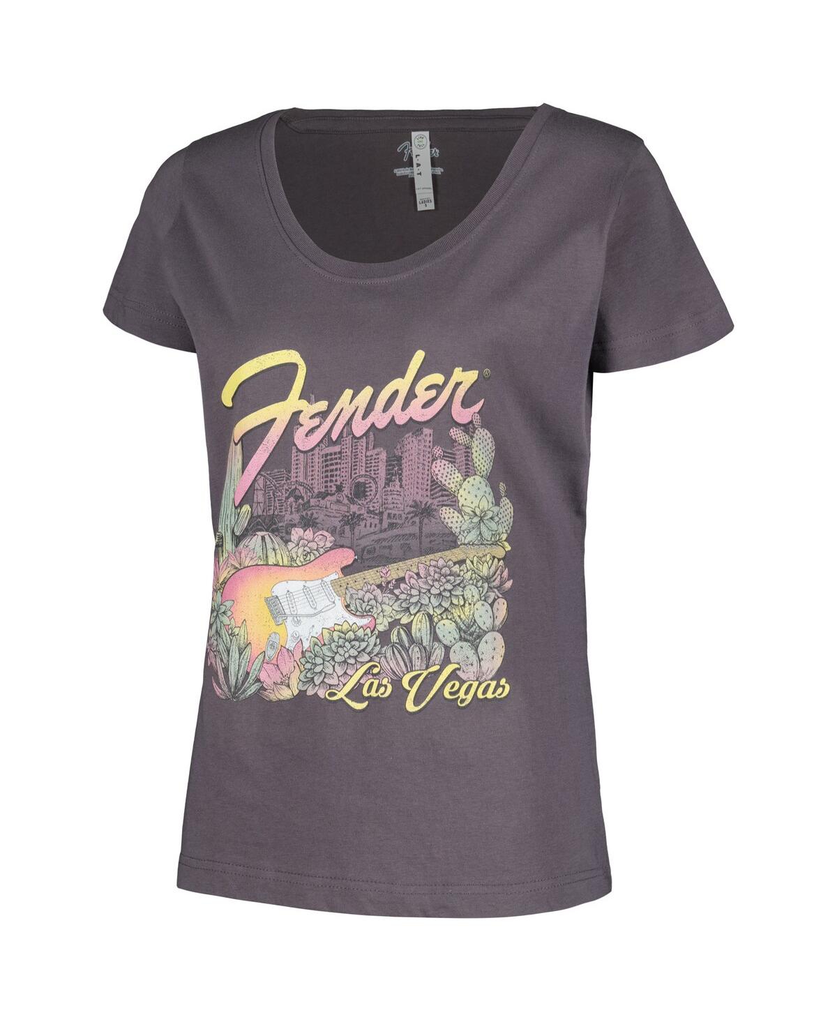 Shop Mad Engine Women's Charcoal Fender Las Vegas Scoop Neck T-shirt