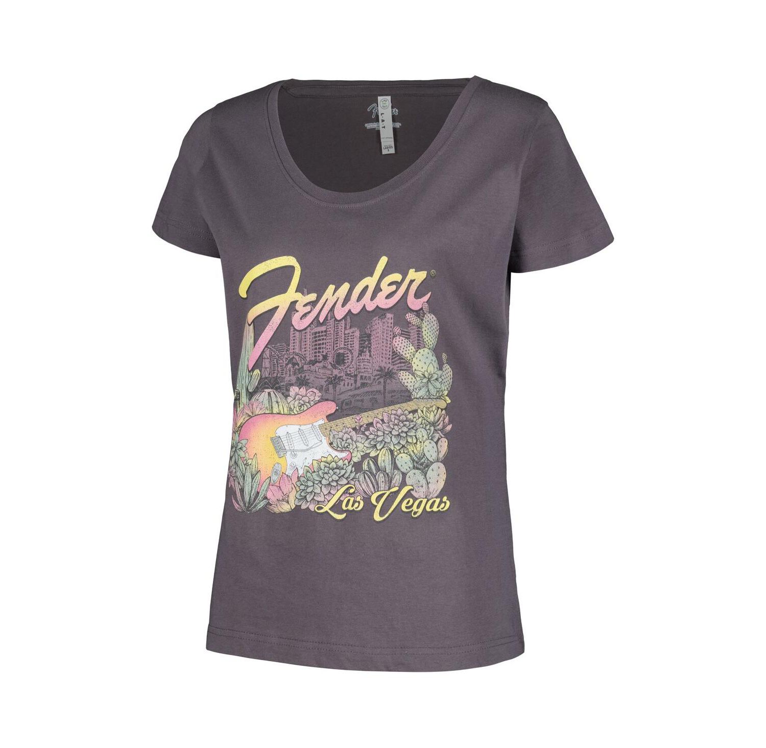 Women's Charcoal Fender Las Vegas Scoop Neck T-shirt