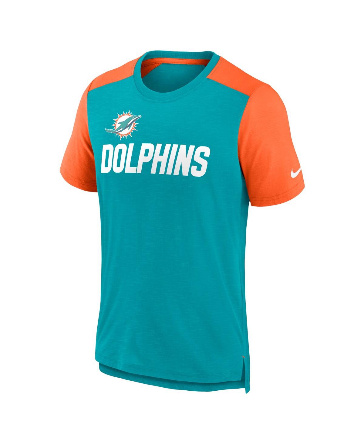Men's Nike Heathered Orange Miami Dolphins Color Block Team Name T-shirt - Heathered Orange