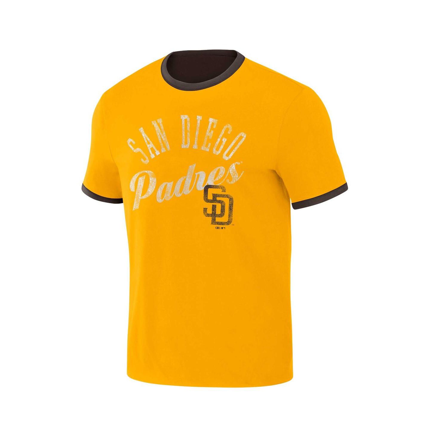 Мужская футболка Fanatics Darius Rucker Collection by Brown, Gold Distressed San Diego Padres Two-Way Ringer Reversible — фото 2